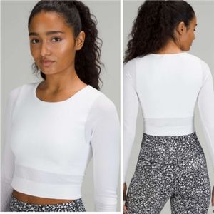 Lululemon Ebb to Street Cropped Long Sleeve White Size 4 New With Tag